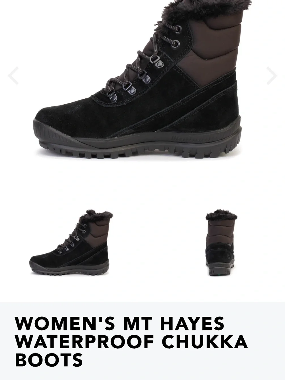 Timberland Waterproof Black Lace-Up Winter Boot with Fur Collar